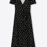 Long dotted dress - Black print